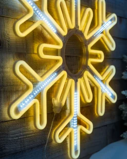 Flashing Snowflake Neon Silhouette, 76 Cm