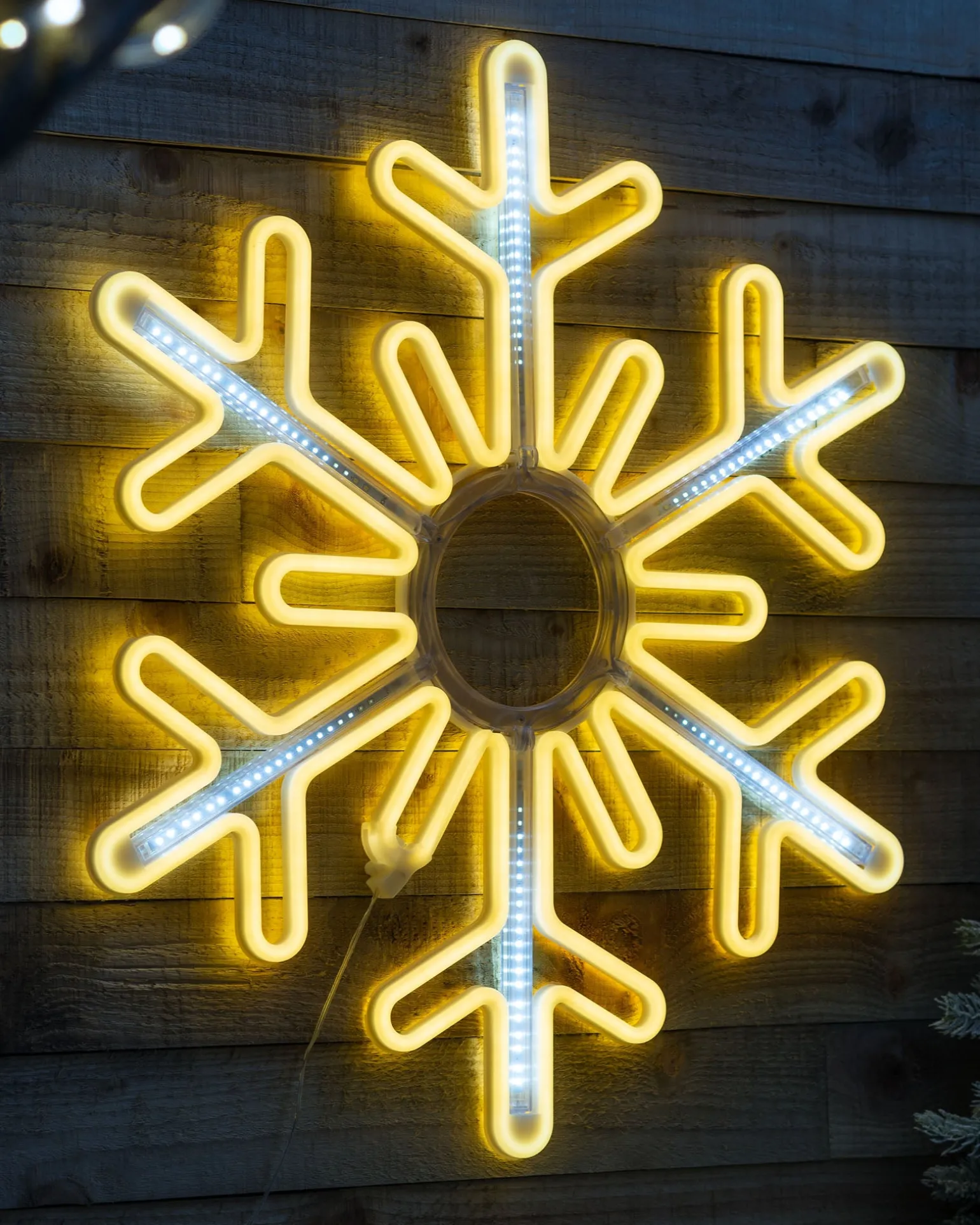 Flashing Snowflake Neon Silhouette, 76 Cm