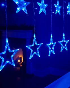 Flashing Star Curtain Net Light, Blue, 2 M