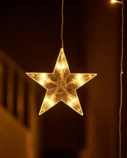 Flashing Star Curtain Net Light, White, 2 M