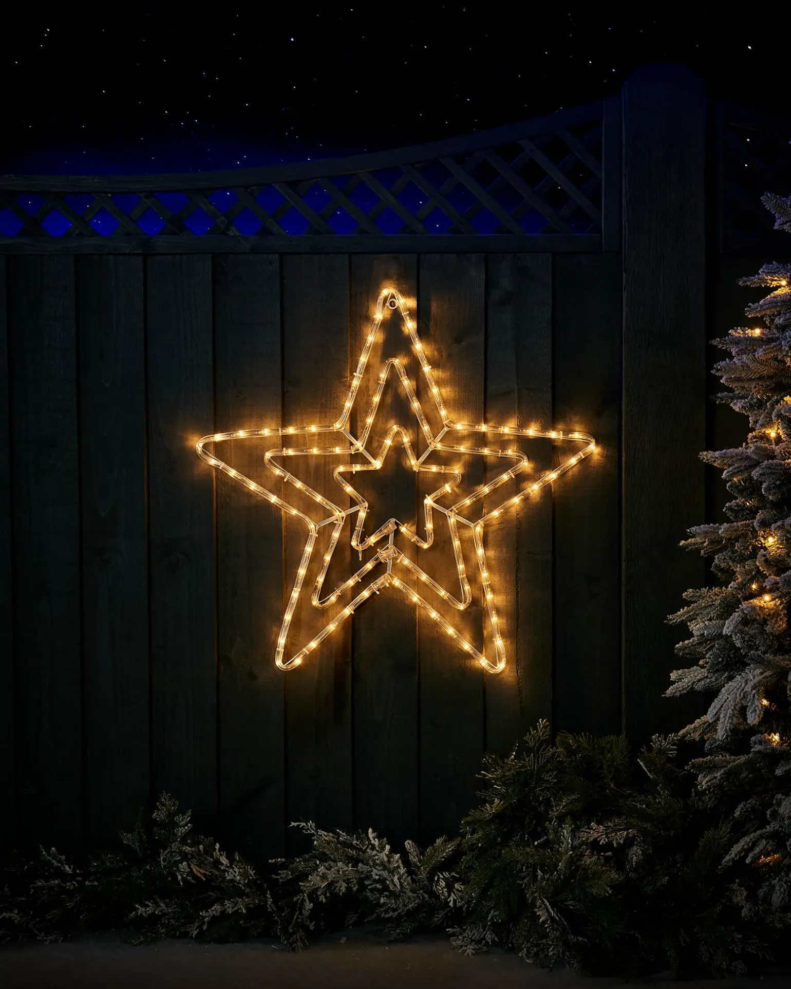 Flashing Star Rope Light Silhouette, Warm White, 72 Cm