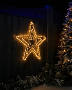 Flashing Star Rope Light Silhouette, Warm White, 72 Cm