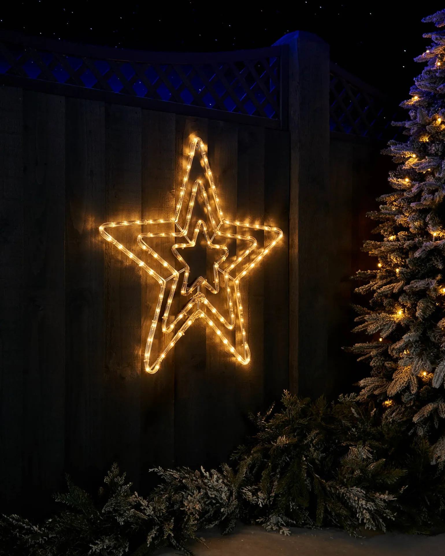 Flashing Star Rope Light Silhouette, Warm White, 72 Cm