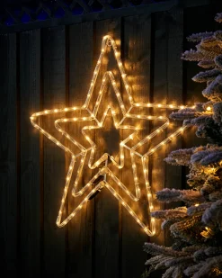 Flashing Star Rope Light Silhouette, Warm White, 72 Cm
