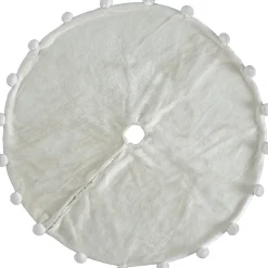 Fur Pom Pom Tree Skirt, Cream, 120 Cm