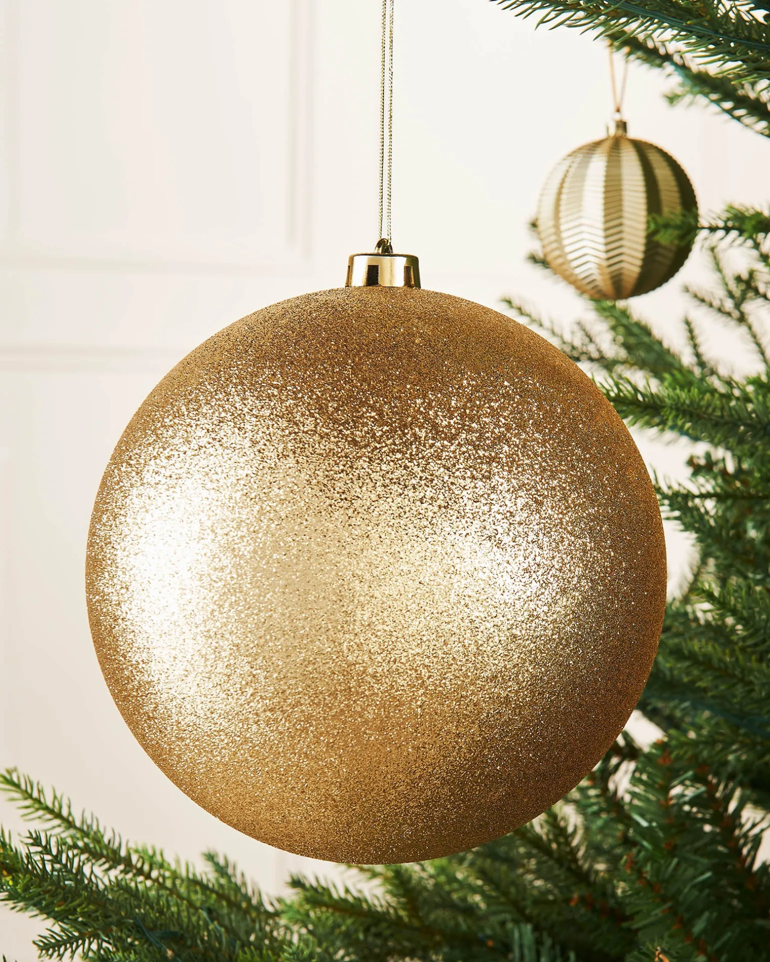 Gold Large Glitter Shatterproof Bauble, 20 Cm