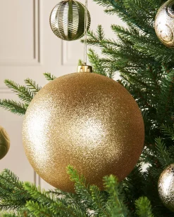 Gold Large Glitter Shatterproof Bauble, 20 Cm