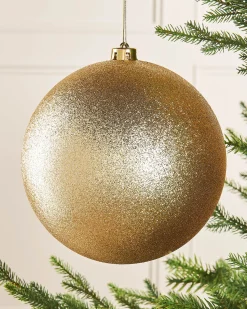 Gold Large Glitter Shatterproof Bauble, 20 Cm