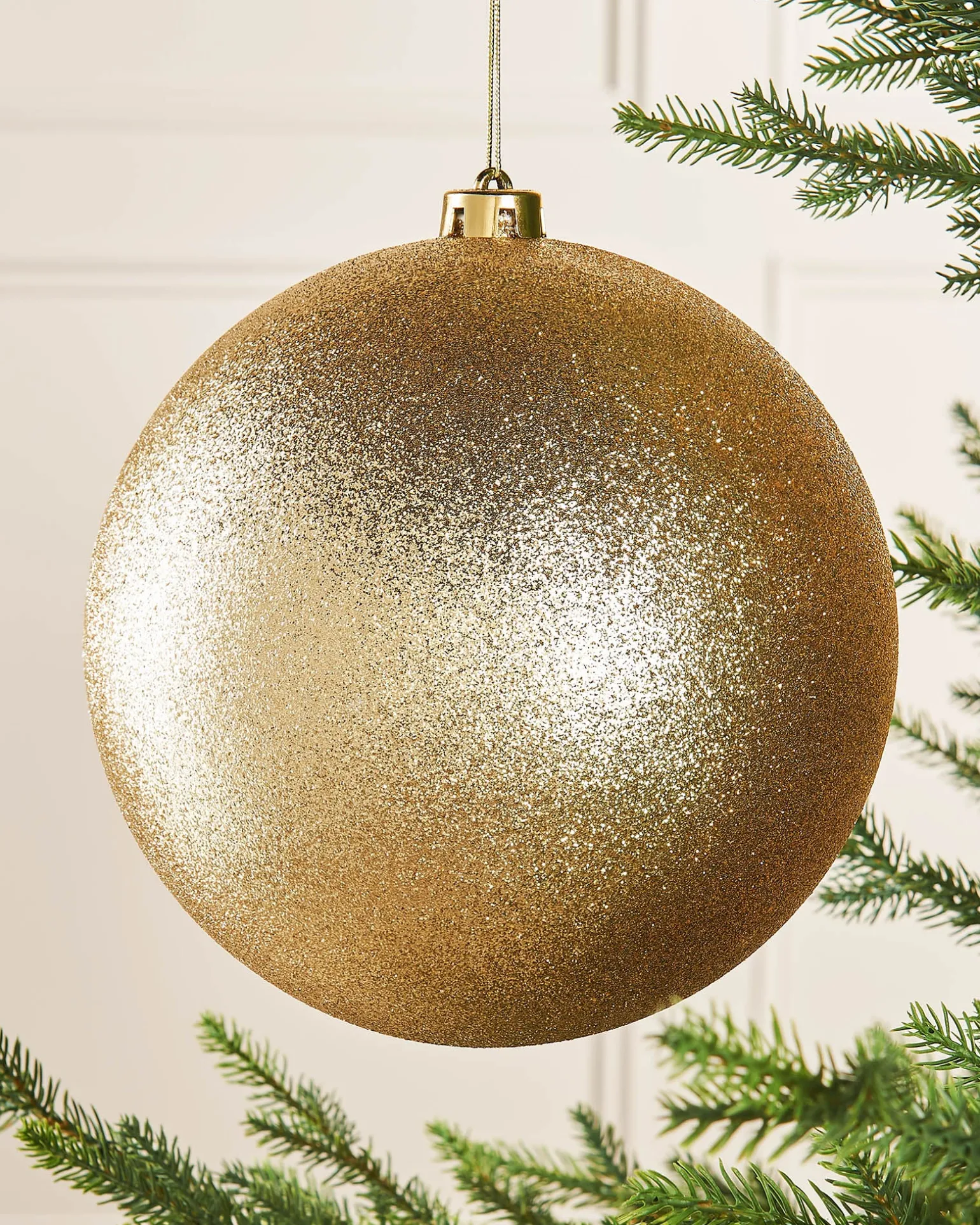 Gold Large Glitter Shatterproof Bauble, 20 Cm
