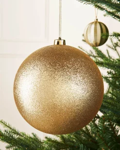 Gold Large Glitter Shatterproof Bauble, 20 Cm