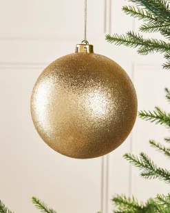 Gold Large Glitter Shatterproof Bauble, 15 Cm
