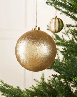 Gold Large Glitter Shatterproof Bauble, 15 Cm