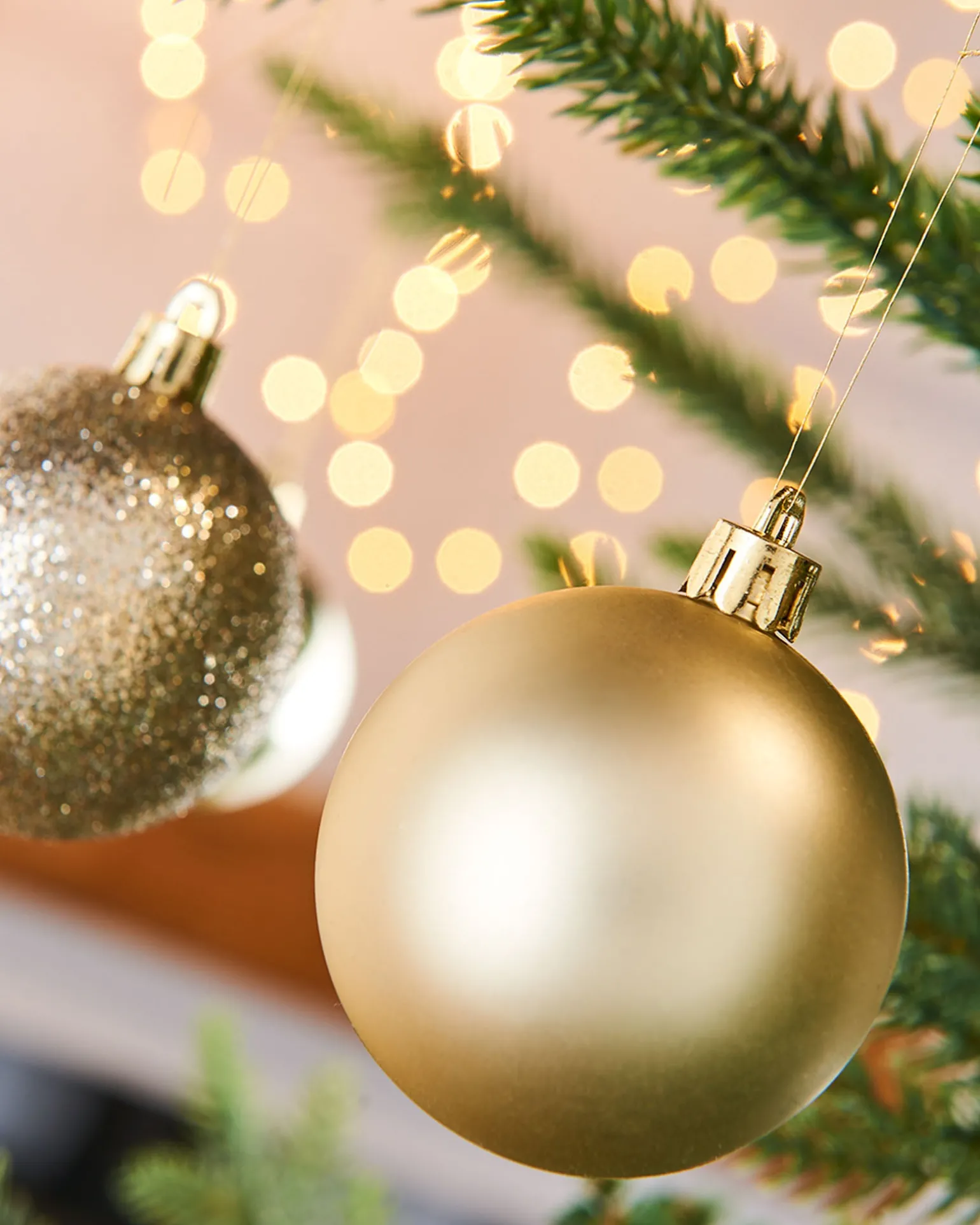 Gold Shatterproof Baubles, 42 Pack, 6 Cm