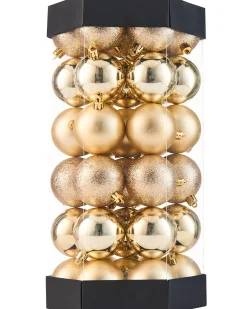 Gold Shatterproof Baubles, 42 Pack, 6 Cm