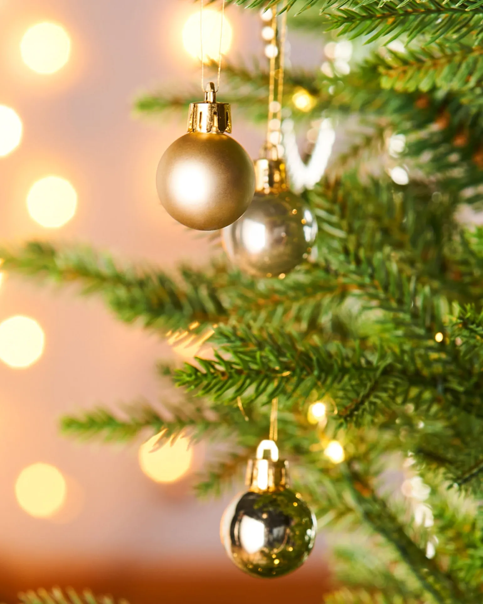 Gold Shatterproof Baubles, 36 Pack, 3 Cm