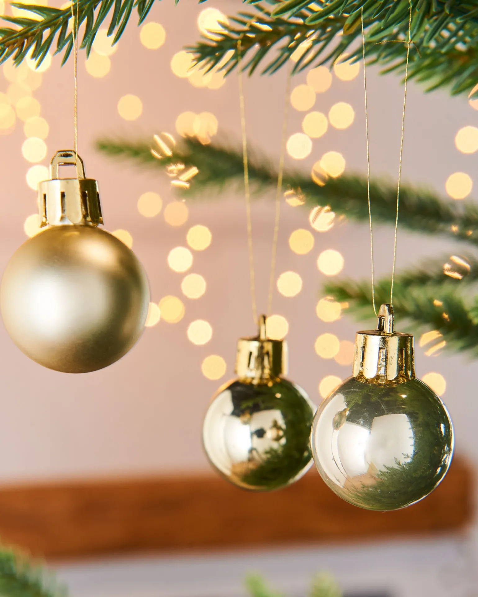 Gold Shatterproof Baubles, 36 Pack, 3 Cm