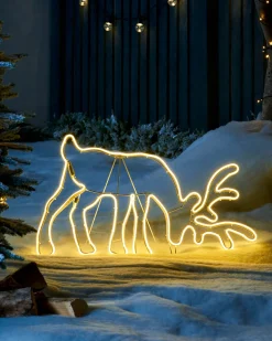 Grazing Reindeer Neon Rope Light Silhouette, 82 Cm