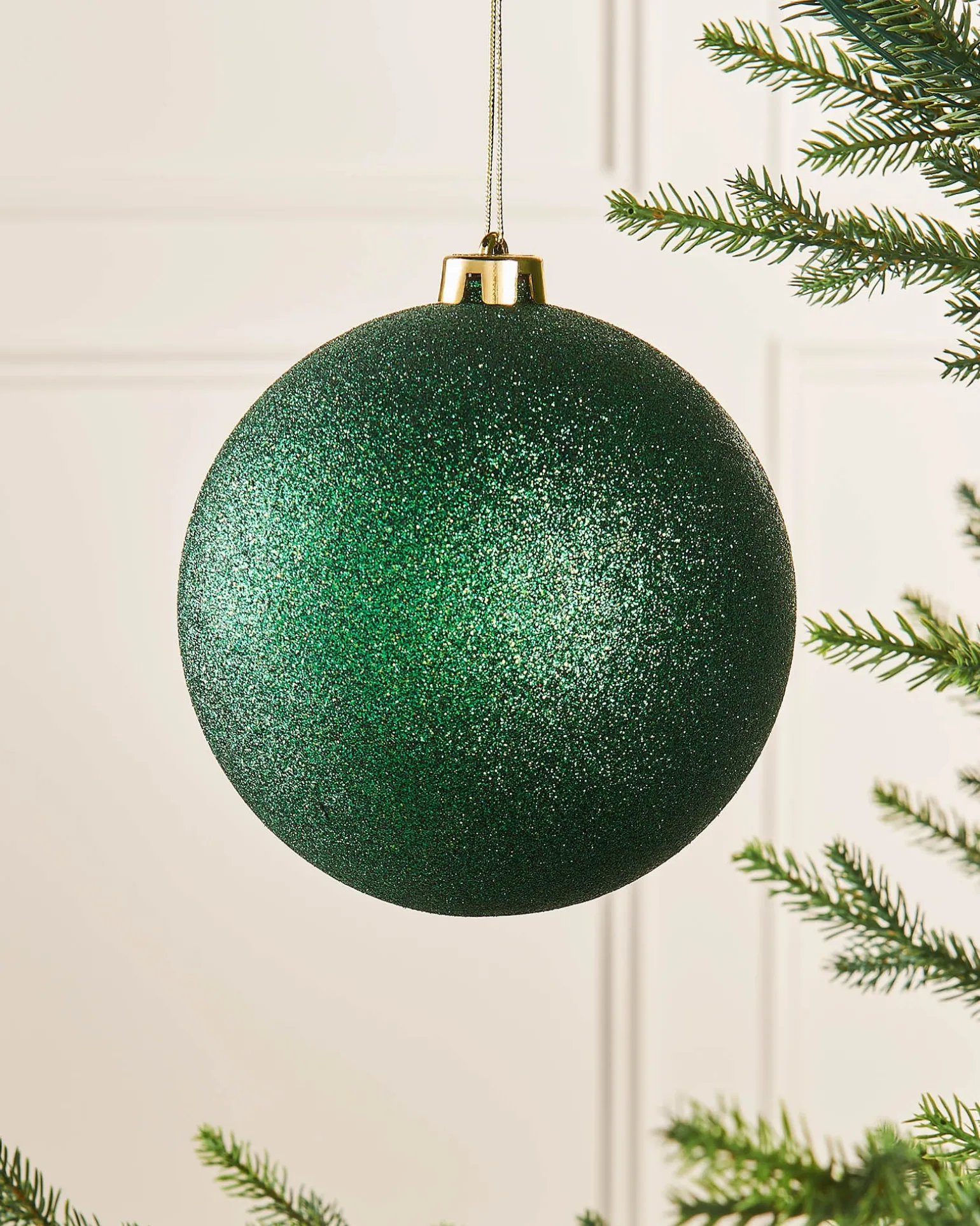 Green Large Glitter Shatterproof Bauble, 15 Cm