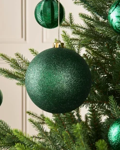 Green Large Glitter Shatterproof Bauble, 15 Cm