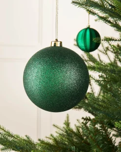 Green Large Glitter Shatterproof Bauble, 15 Cm