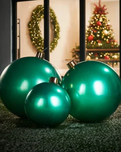 Inflatable Christmas Bauble, Green, 66 Cm