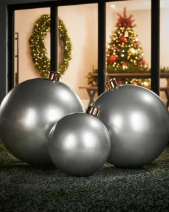Inflatable Christmas Bauble, Silver, 76 Cm