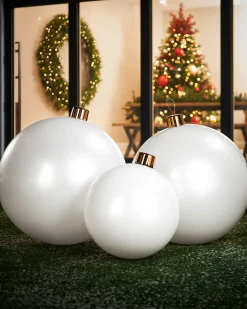 Inflatable Christmas Bauble, White, 76 Cm