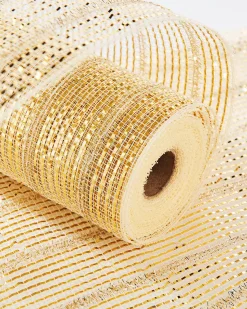 Ivory Mesh With Pale Gold Foil, 9 M