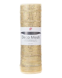 Ivory Mesh With Pale Gold Foil, 9 M