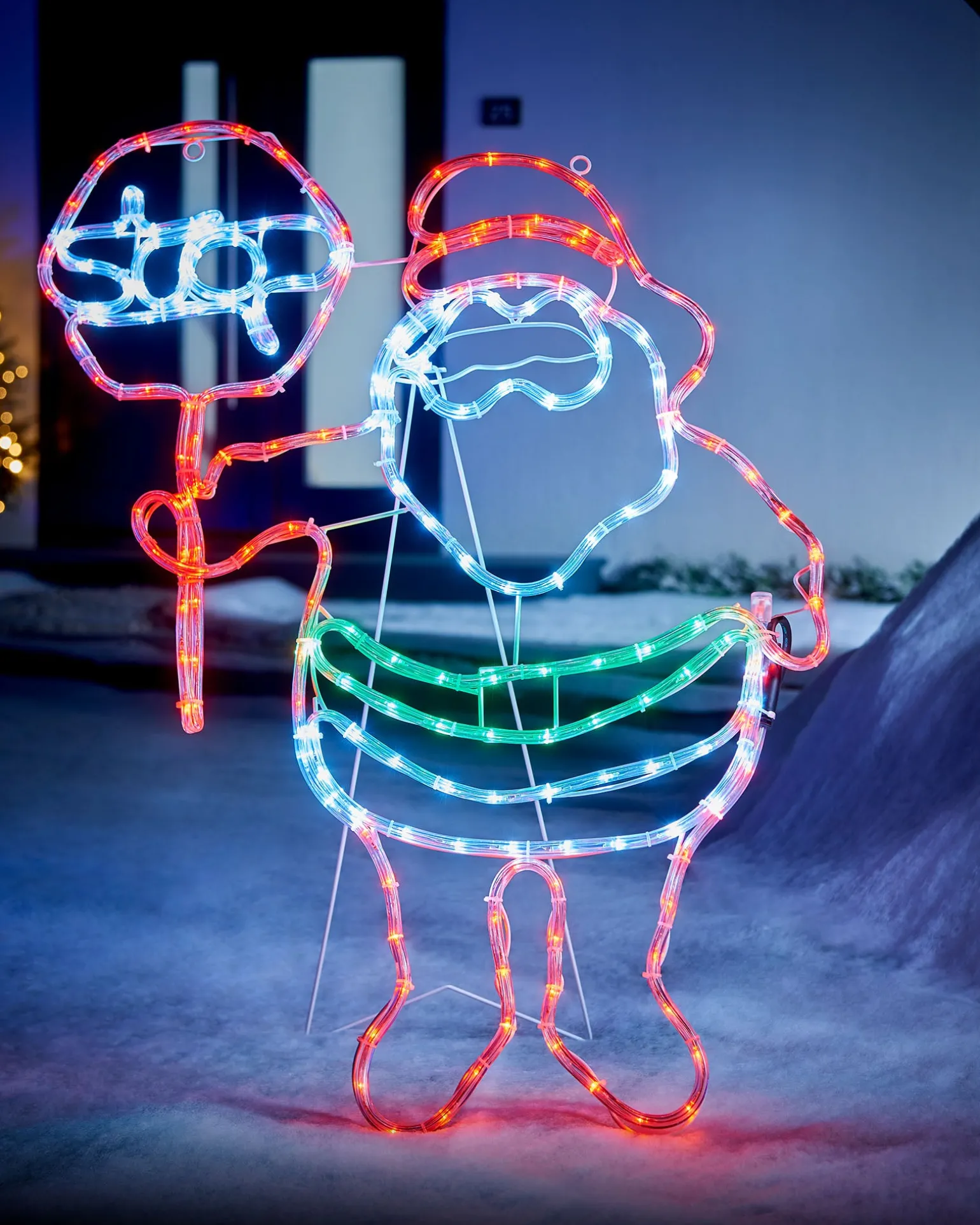 LED Santa Stop Here Rope Light Window Silhouette, 81 Cm