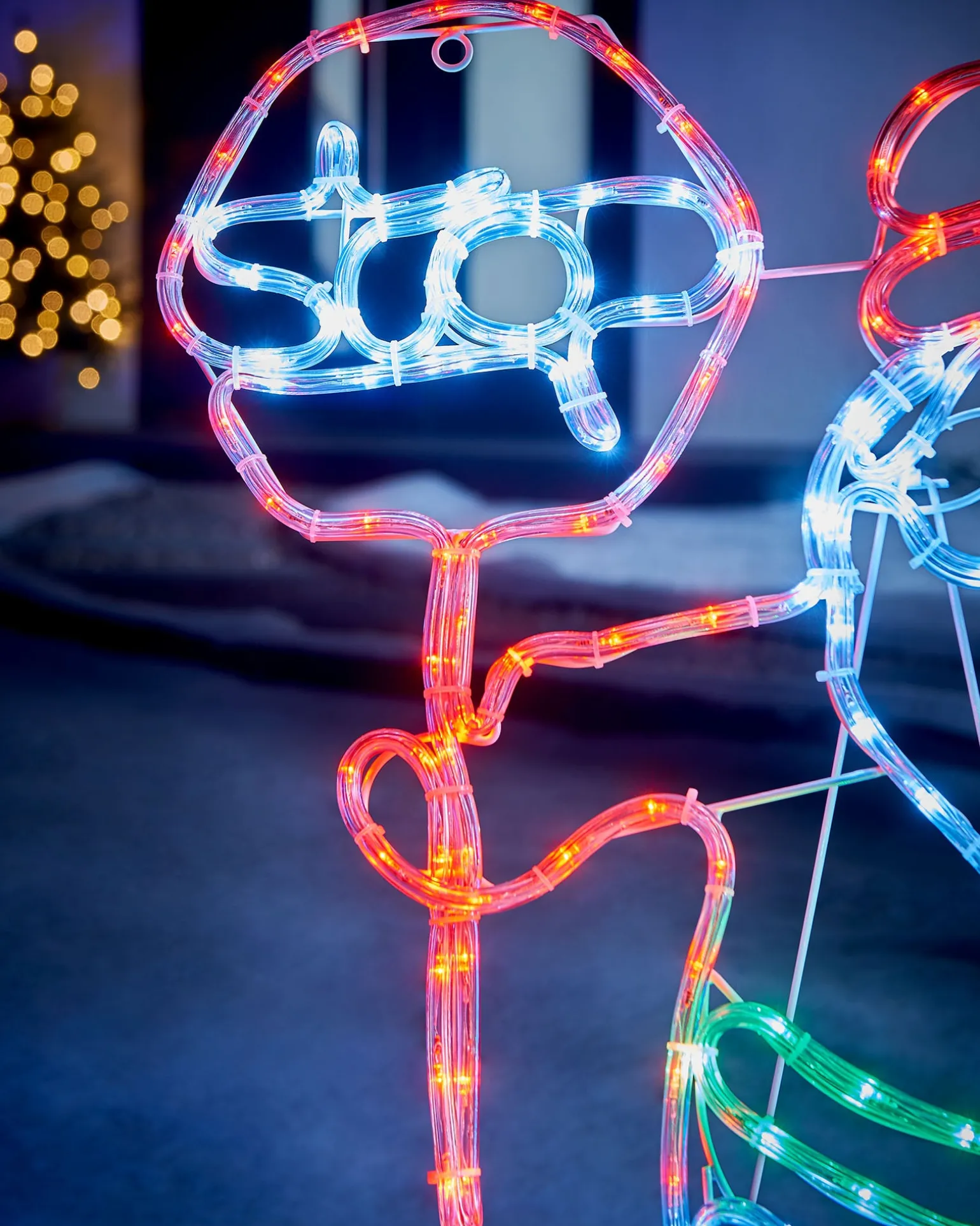 LED Santa Stop Here Rope Light Window Silhouette, 81 Cm