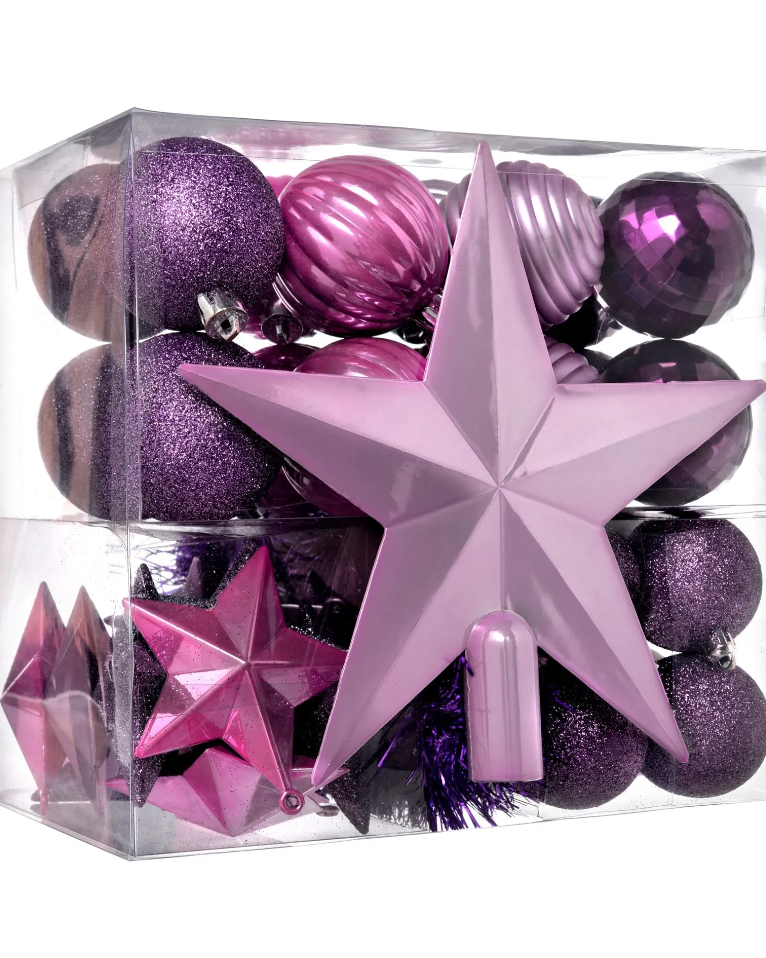 Lilac Shatterproof Baubles Set, 42 Pack