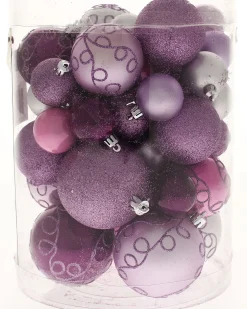 Lilac Shatterproof Baubles, 50 Pack