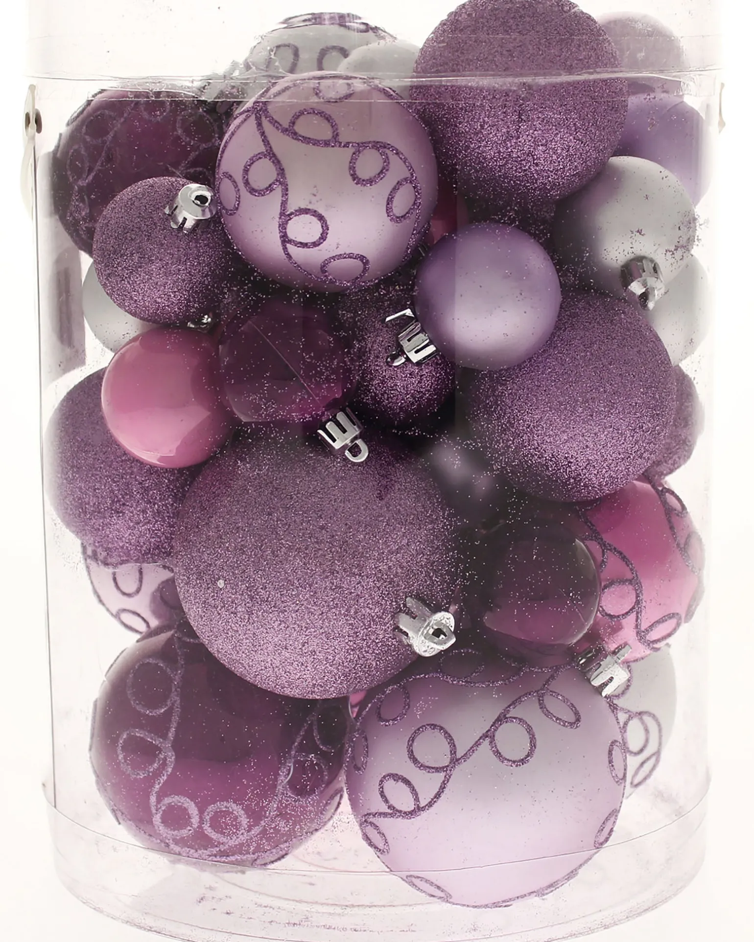 Lilac Shatterproof Baubles, 50 Pack