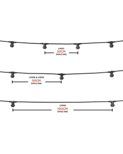 LINK FESTOON E27 Belt, Connectable, 10 Sockets, 100 Cm Spacing