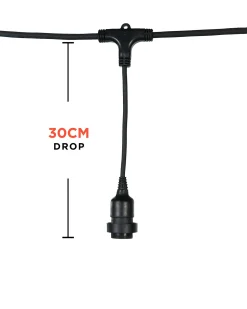 LINK FESTOON E27 Long Drop Belt, Connectable, 10 Sockets, 50 Cm Spacing