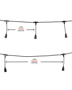 LINK FESTOON E27 Long Drop Belt, Connectable, 10 Sockets, 50 Cm Spacing