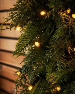 LINK PRO Connectable Pre-Lit Natural Fir Wreath, 1.2 M