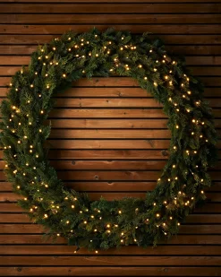 LINK PRO Connectable Pre-Lit Natural Fir Wreath, 1.2 M