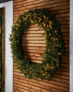 LINK PRO Connectable Pre-Lit Natural Fir Wreath, 1.2 M