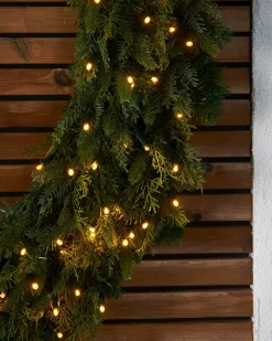 LINK PRO Connectable Pre-Lit Natural Fir Wreath, 1.2 M