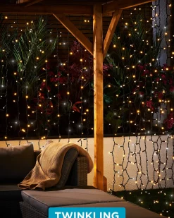 LINK PRO LED Curtain Lights, Black Cable, 2.5 M Drop, Warm White / White