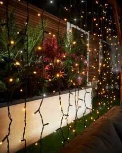LINK PRO LED Curtain Lights, Black Cable, 2.5 M Drop, Warm White / White