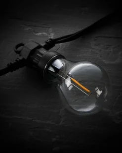 LINK PRO LED Festoon Lights, A60 Filament Bulb, Black Cable, Warm White