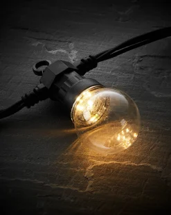 LINK PRO LED Festoon Lights, Clear Bulb, Black Cable, Warm White