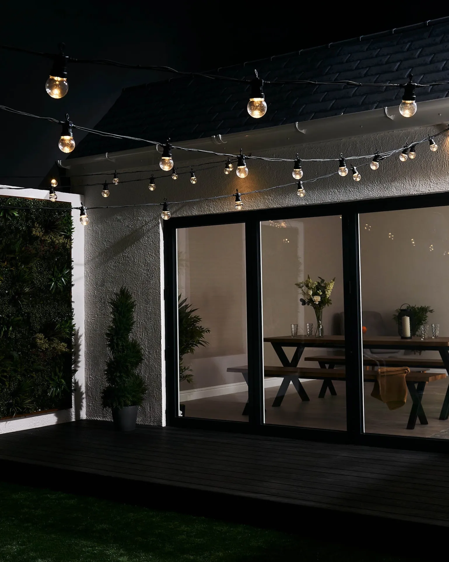 LINK PRO LED Festoon Lights, Clear Bulb, Black Cable, Warm White