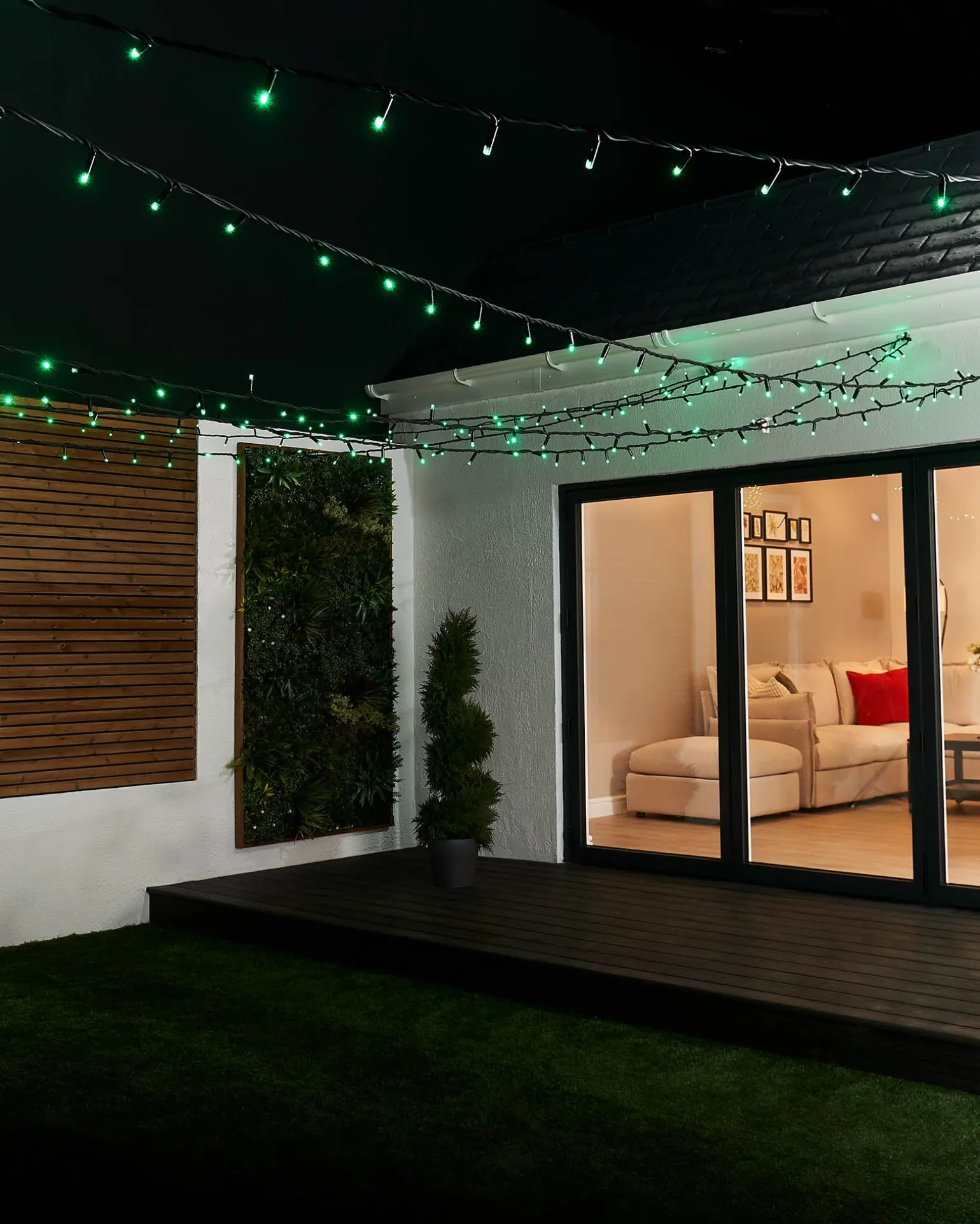 LINK PRO LED String Lights, Black Cable, Green