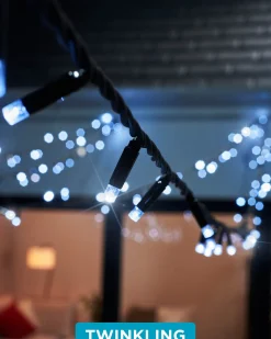 LINK PRO Twinkle LED String Lights, Black Cable, White
