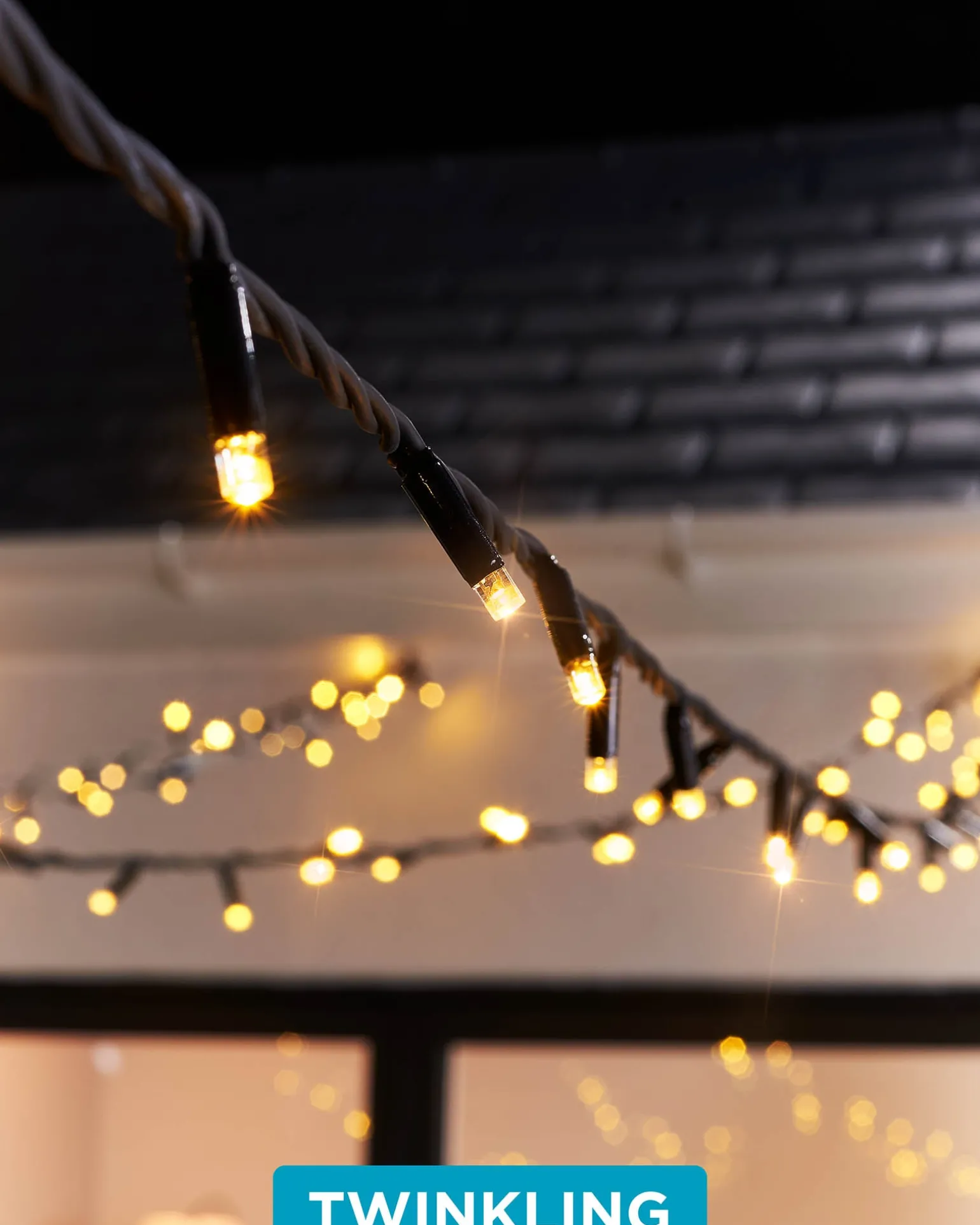 LINK PRO Twinkle LED String Lights, Black Cable, Warm White