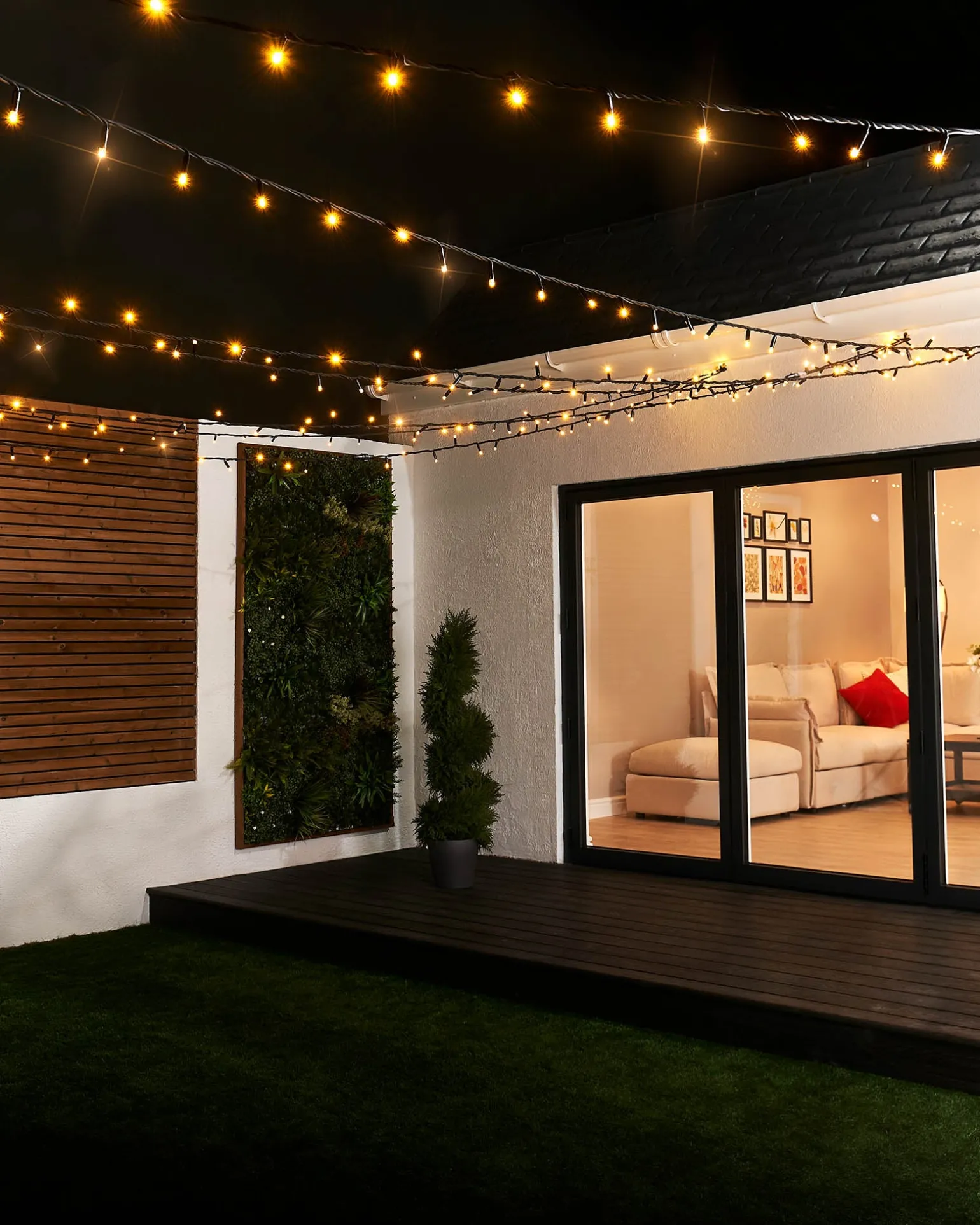 LINK PRO Twinkle LED String Lights, Black Cable, Warm White